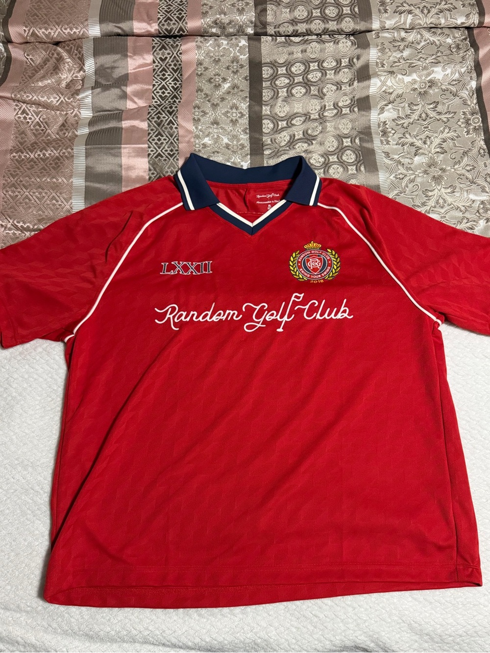 Abercrombie & Fitch Red Polo with Navy Trim
